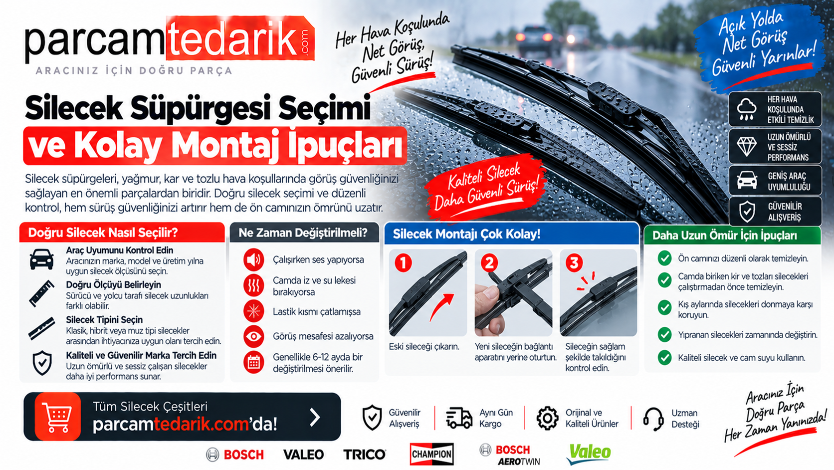 Silecek Süpürgesi Seçimi ve Kolay Montaj İpuçları | parcamtedarik.com