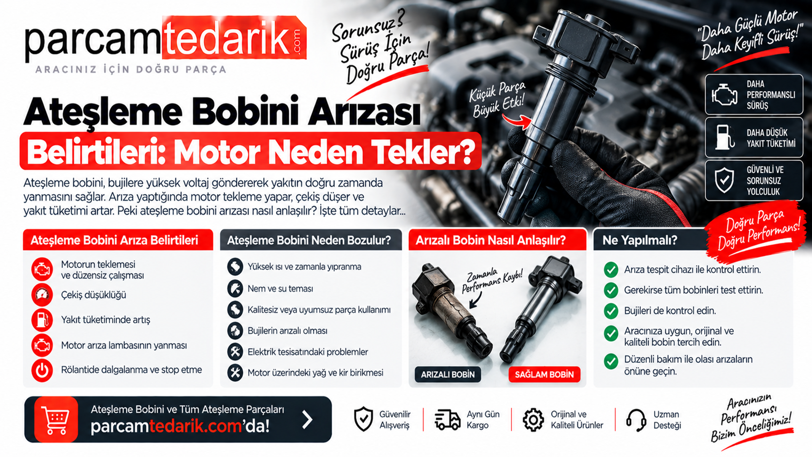 Ateşleme Bobini Arızası Belirtileri: Motor Neden Tekler? | parcamtedarik.com
