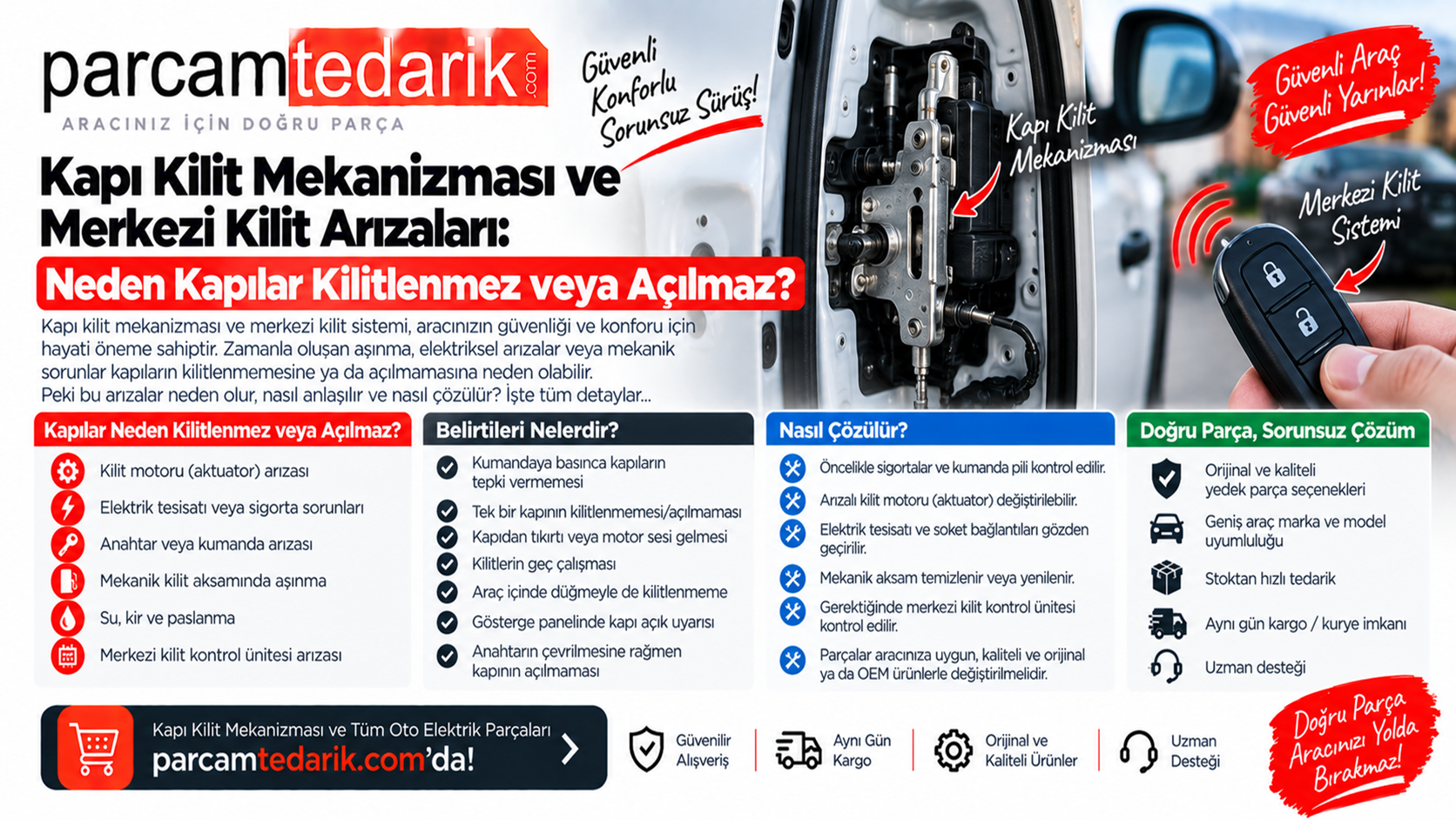 Kapı Kilit Mekanizması ve Merkezi Kilit Arızaları | parcamtedarik.com