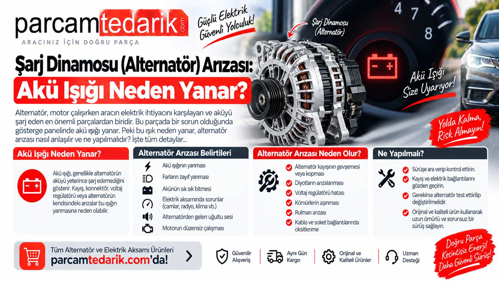 Şarj Dinamosu Arızası: Akü Işığı Neden Yanar? | parcamtedarik.com