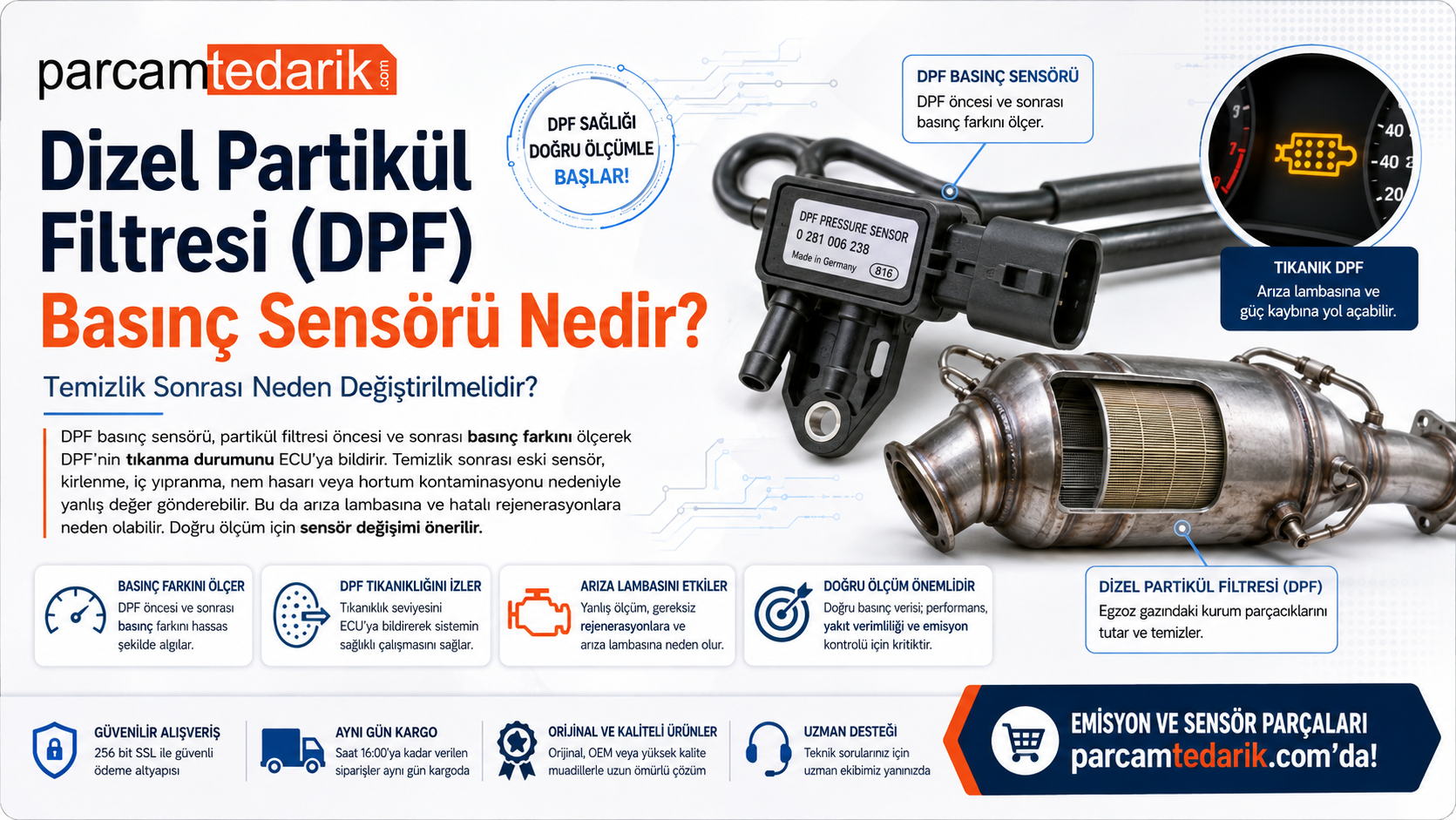 Dizel Partikül Filtres Basınç Sensörü Nedir?  | parcamtedarik.com
