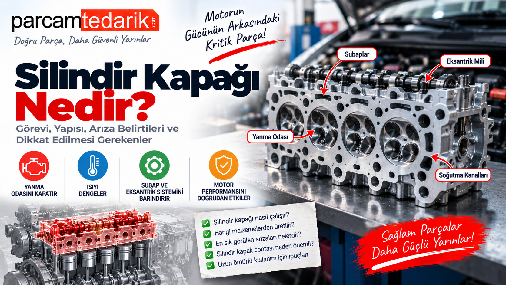 Silindir Kapağı Nedir? Görevi ve Arıza Belirtileri  | parcamtedarik.com