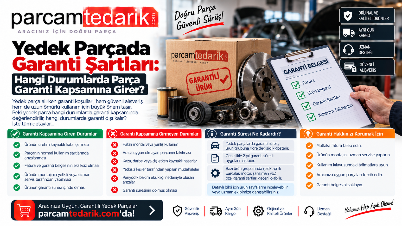 Yedek Parçada Garanti Şartları | parcamtedarik.com